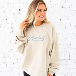 Homebody Social Club Embroidered Gemma Crewneck Sweatshirt