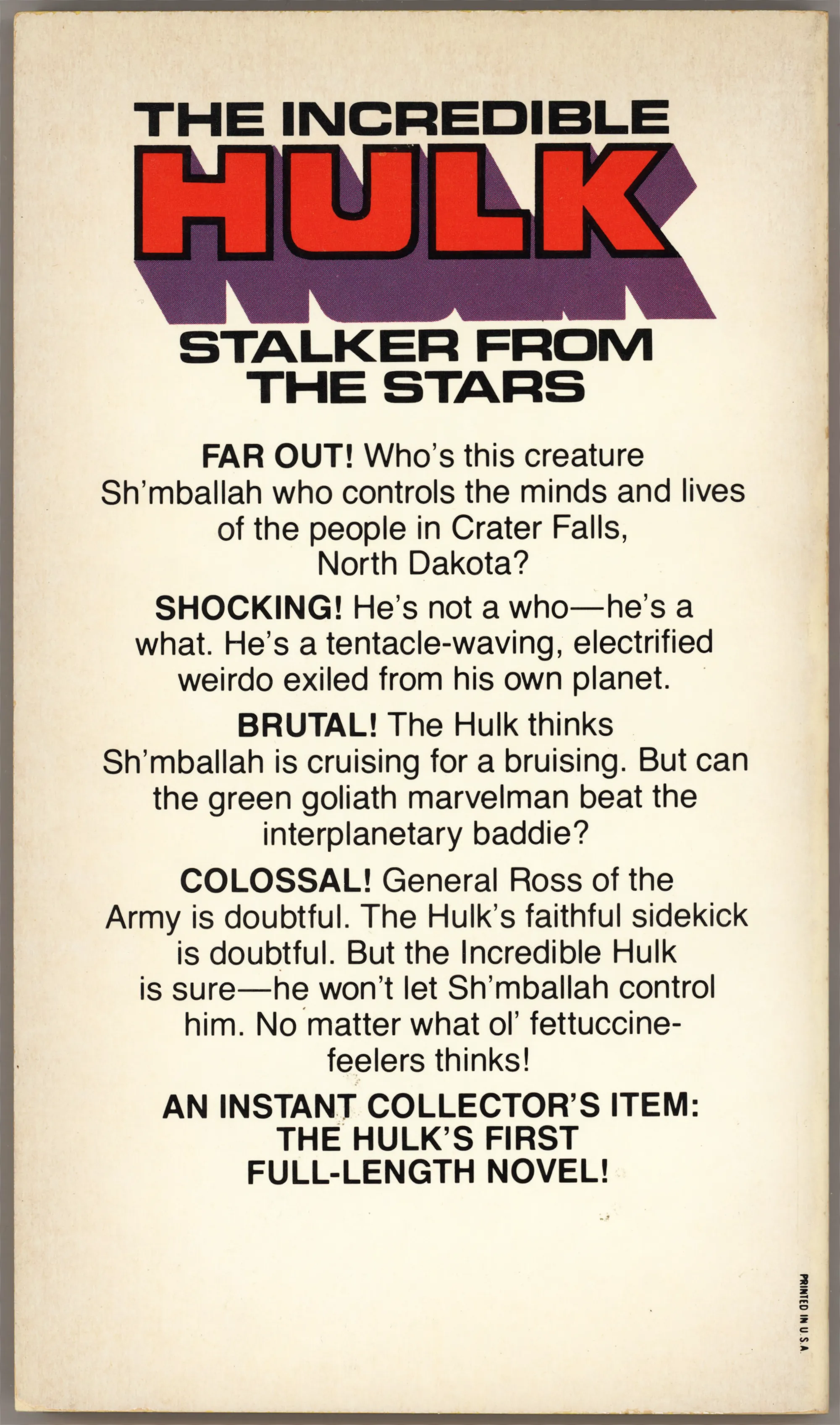 Incredible Hulk: Stalker From The Stars - Paperback (1978)