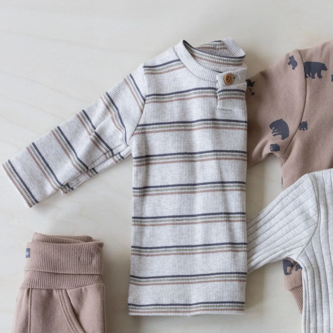 INTO THE FOREST-  Ribbed Knit Forest Stripe Top