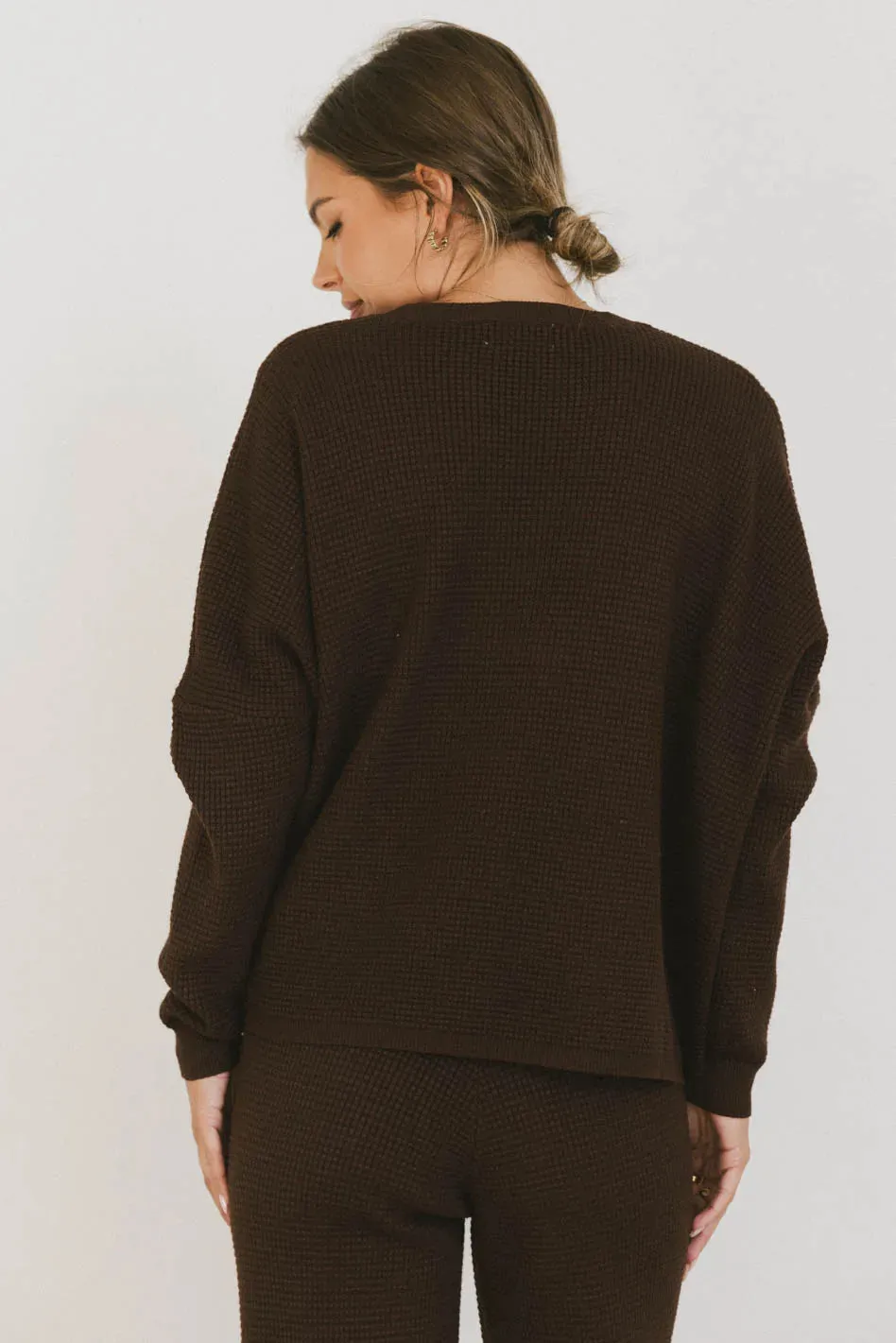 Jesse Waffle Knit Top in Brown