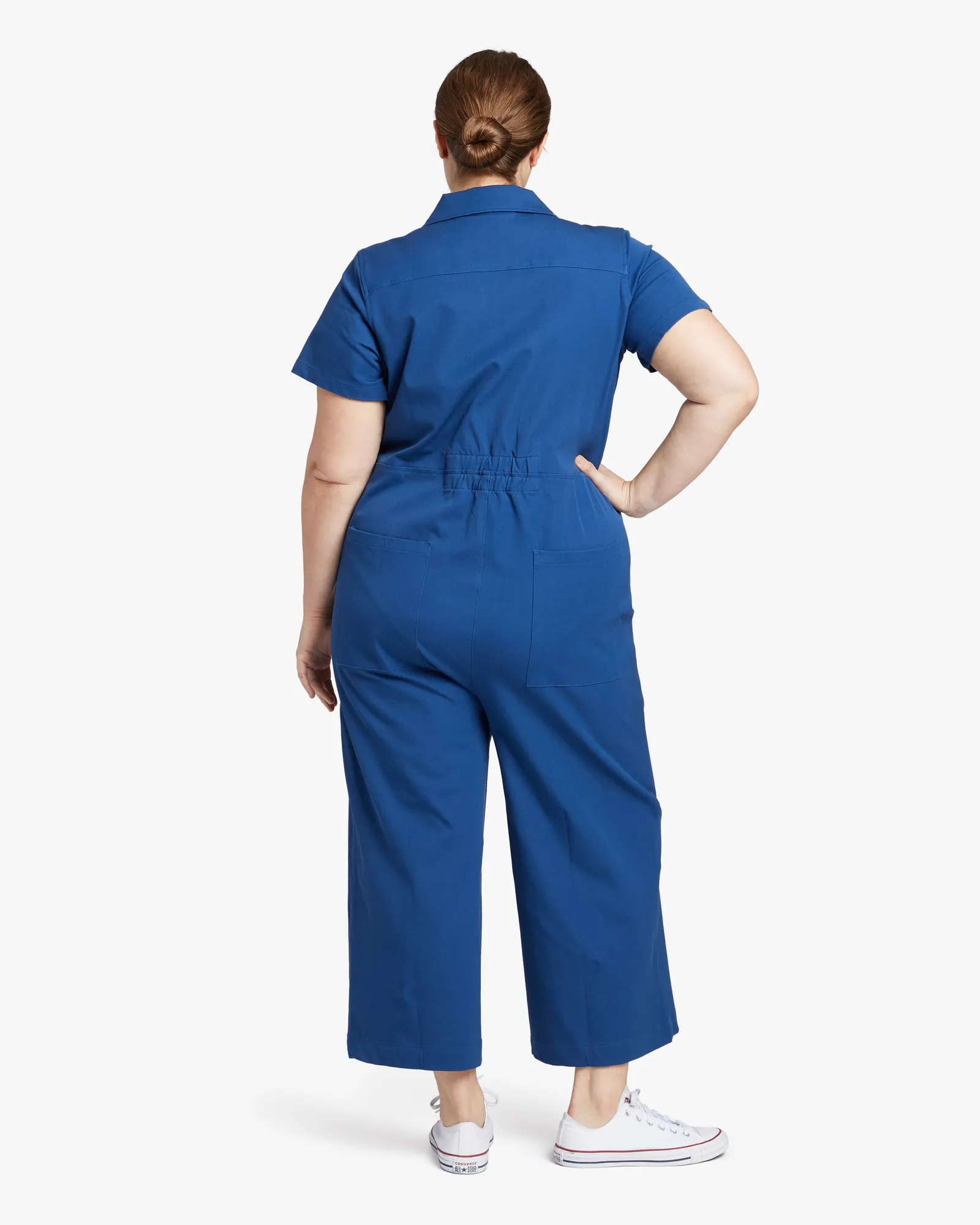 Kate Stretch Cotton Twill Jumpsuit | Azure Blue