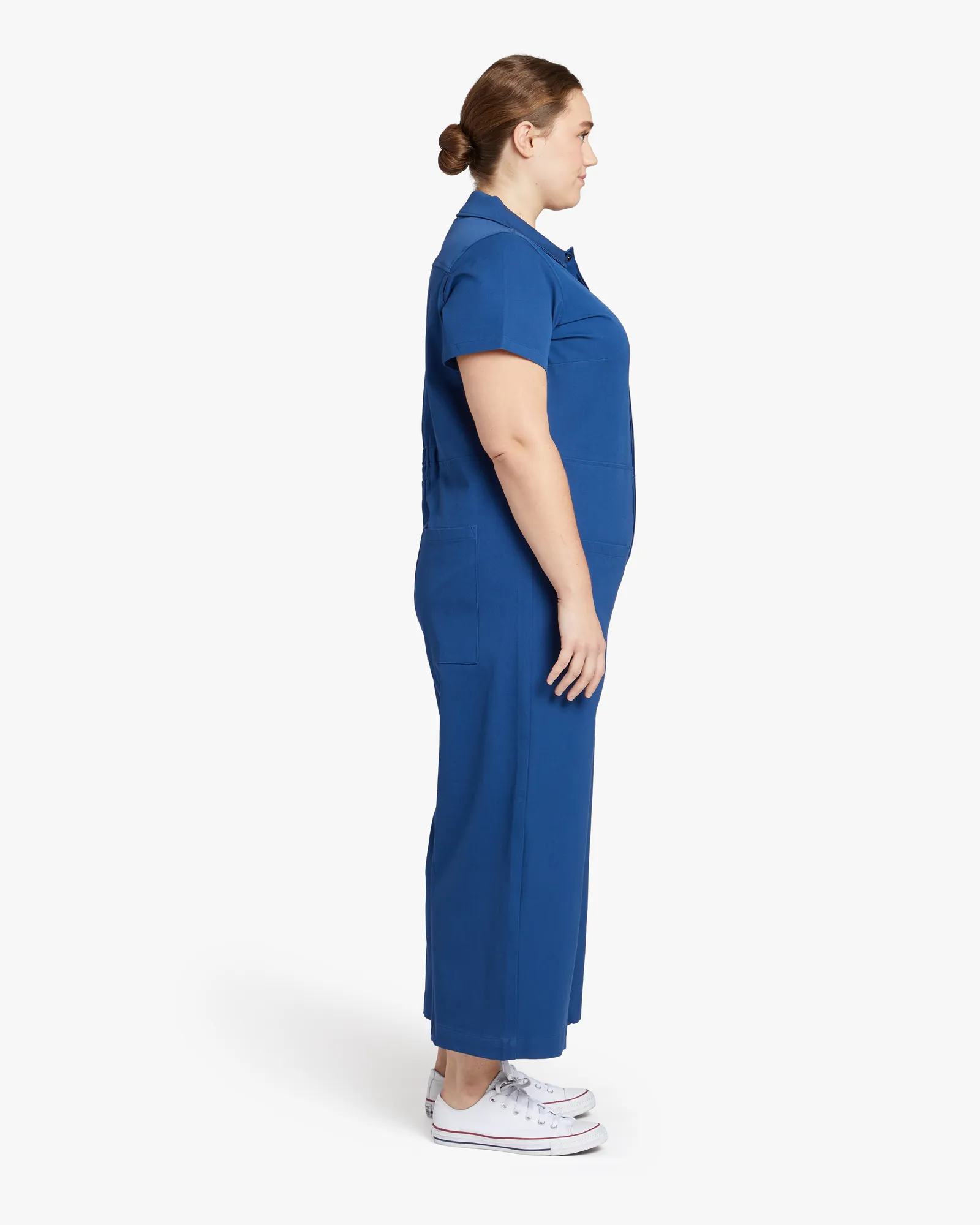 Kate Stretch Cotton Twill Jumpsuit | Azure Blue