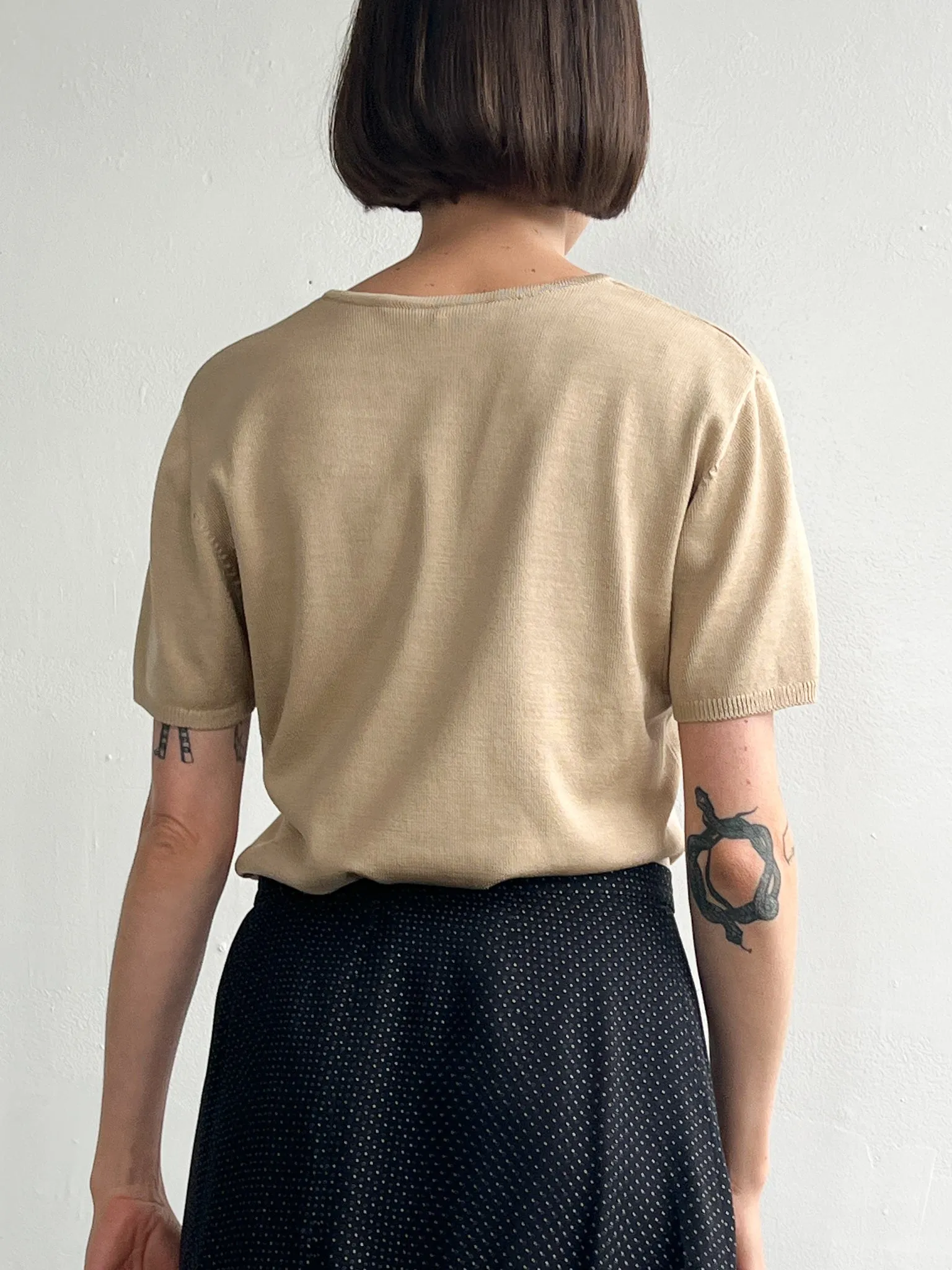 Khaki Silk Knit Tee (M)