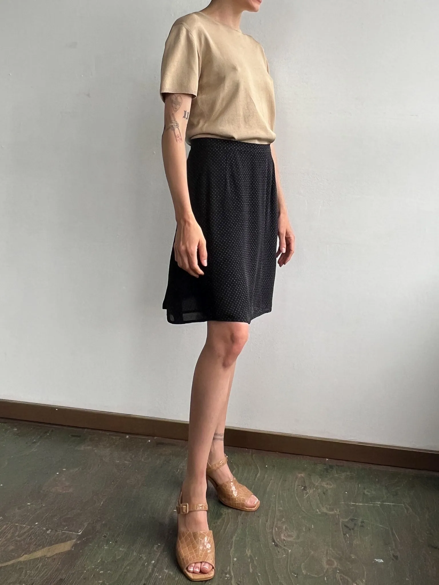 Khaki Silk Knit Tee (M)