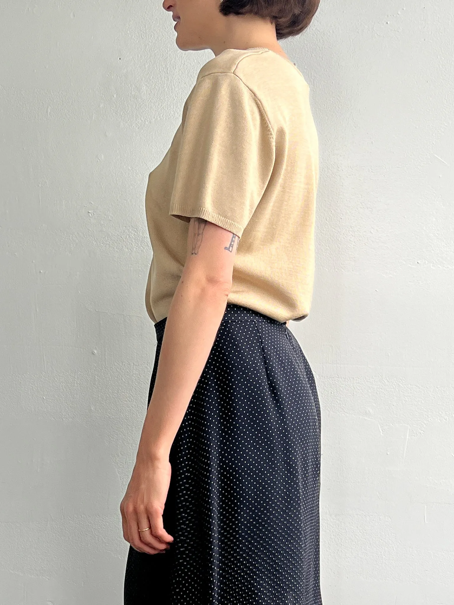 Khaki Silk Knit Tee (M)
