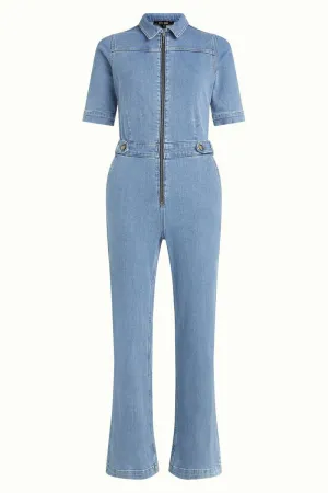 King Louie garbo zip jumpsuit strata denim heaven blue