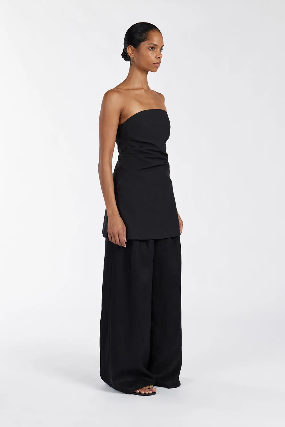 LEO BLACK STRAPLESS TUNIC