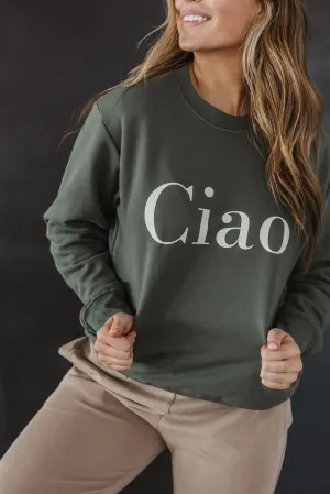 LIMITED EDITION**                     Ciao Sweatshirt- Sage with cream PRINT
