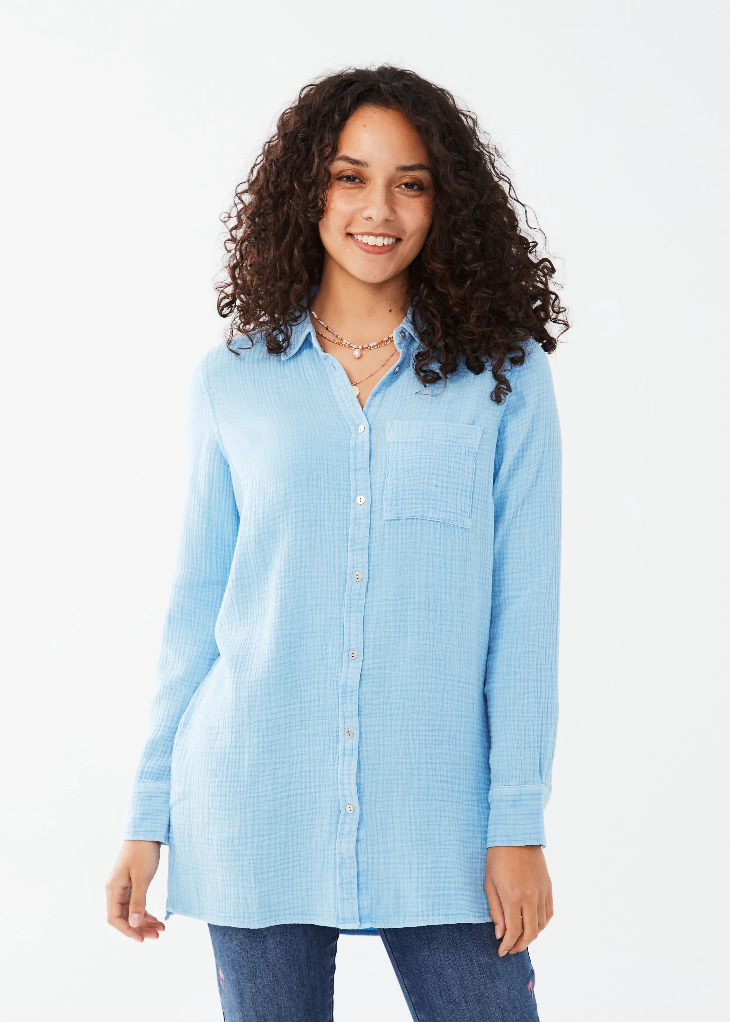 Long Sleeve Cotton Gauze Tunic