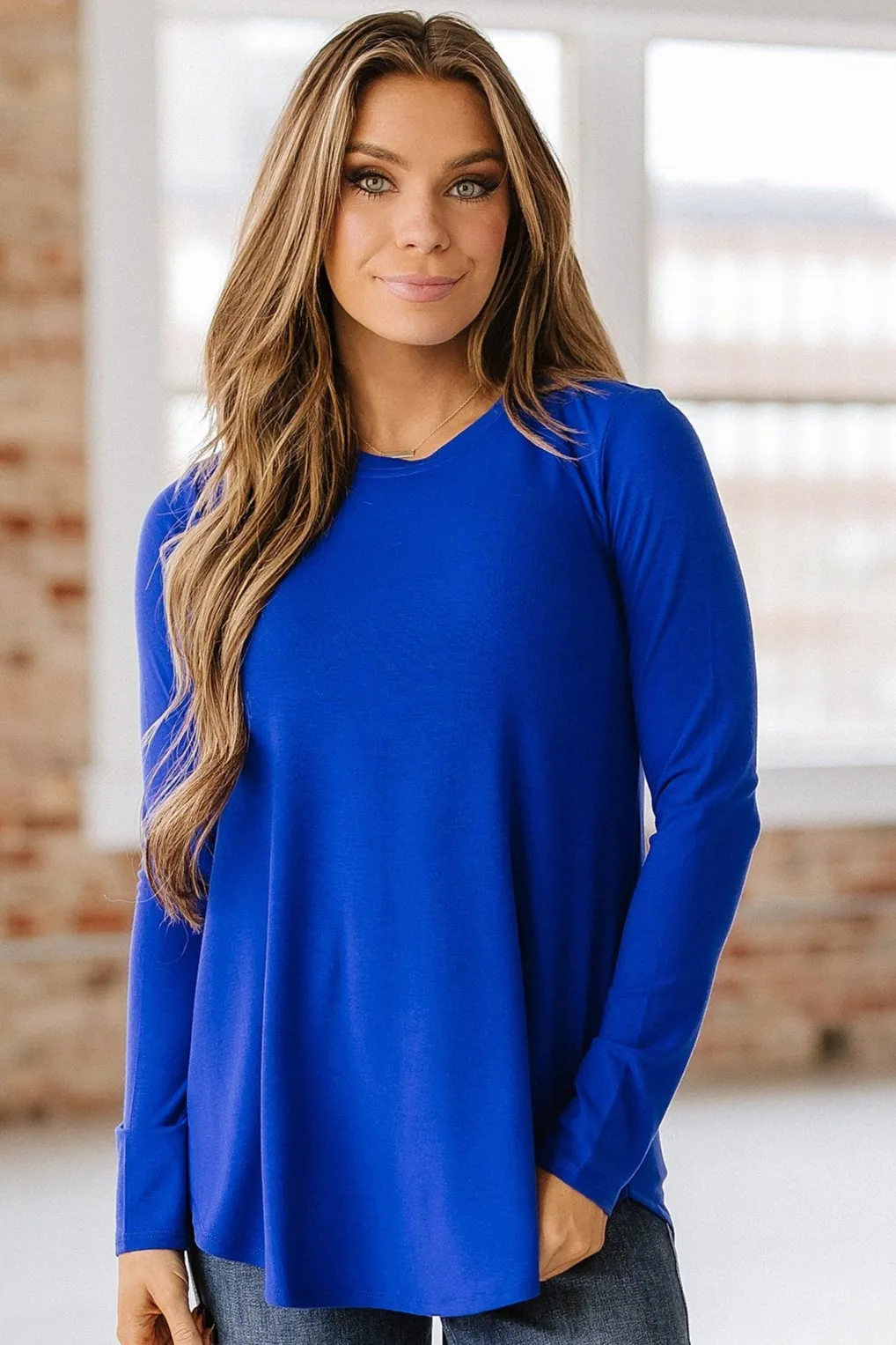 Long Sleeve Crew Neck Swing Tunic | S-3XL