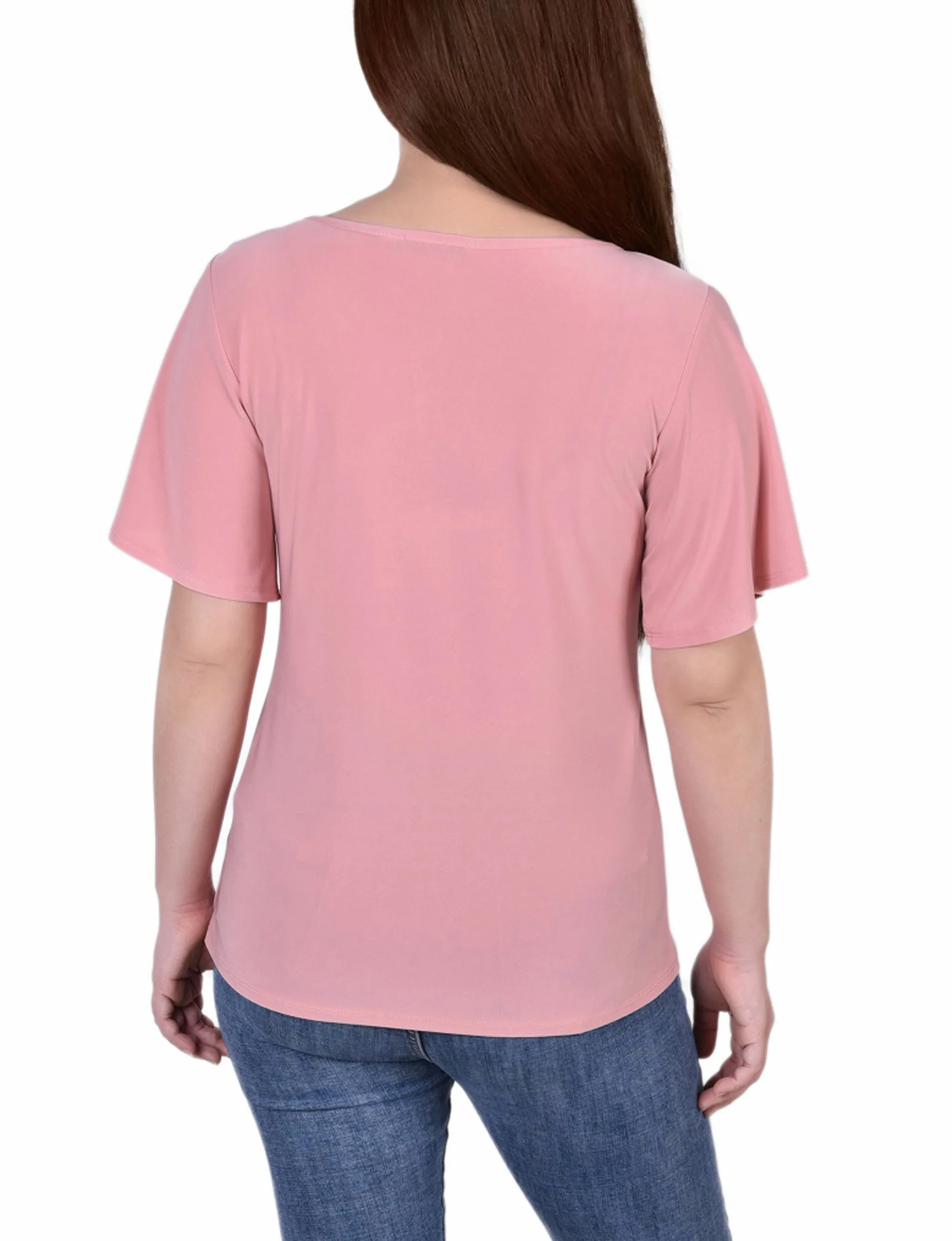 Mesh Flutter Sleeve Knit Top