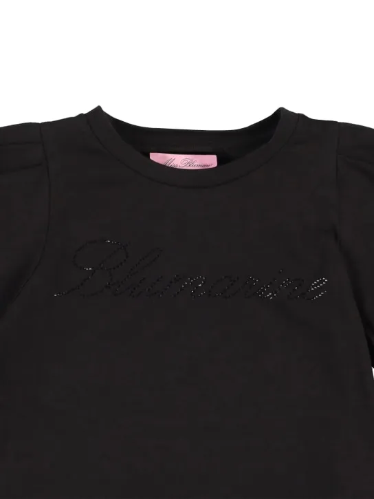 Miss Blumarine   Crystal logo cotton jersey t-shirt 