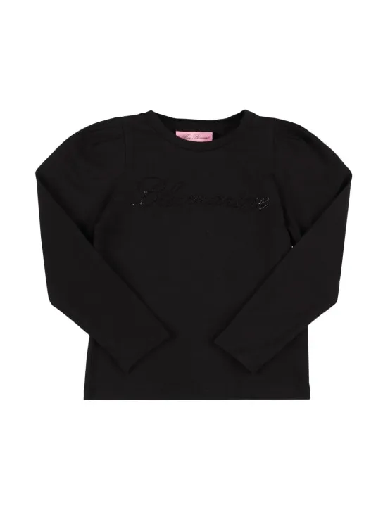Miss Blumarine   Crystal logo cotton jersey t-shirt 