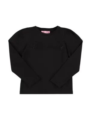 Miss Blumarine   Crystal logo cotton jersey t-shirt 