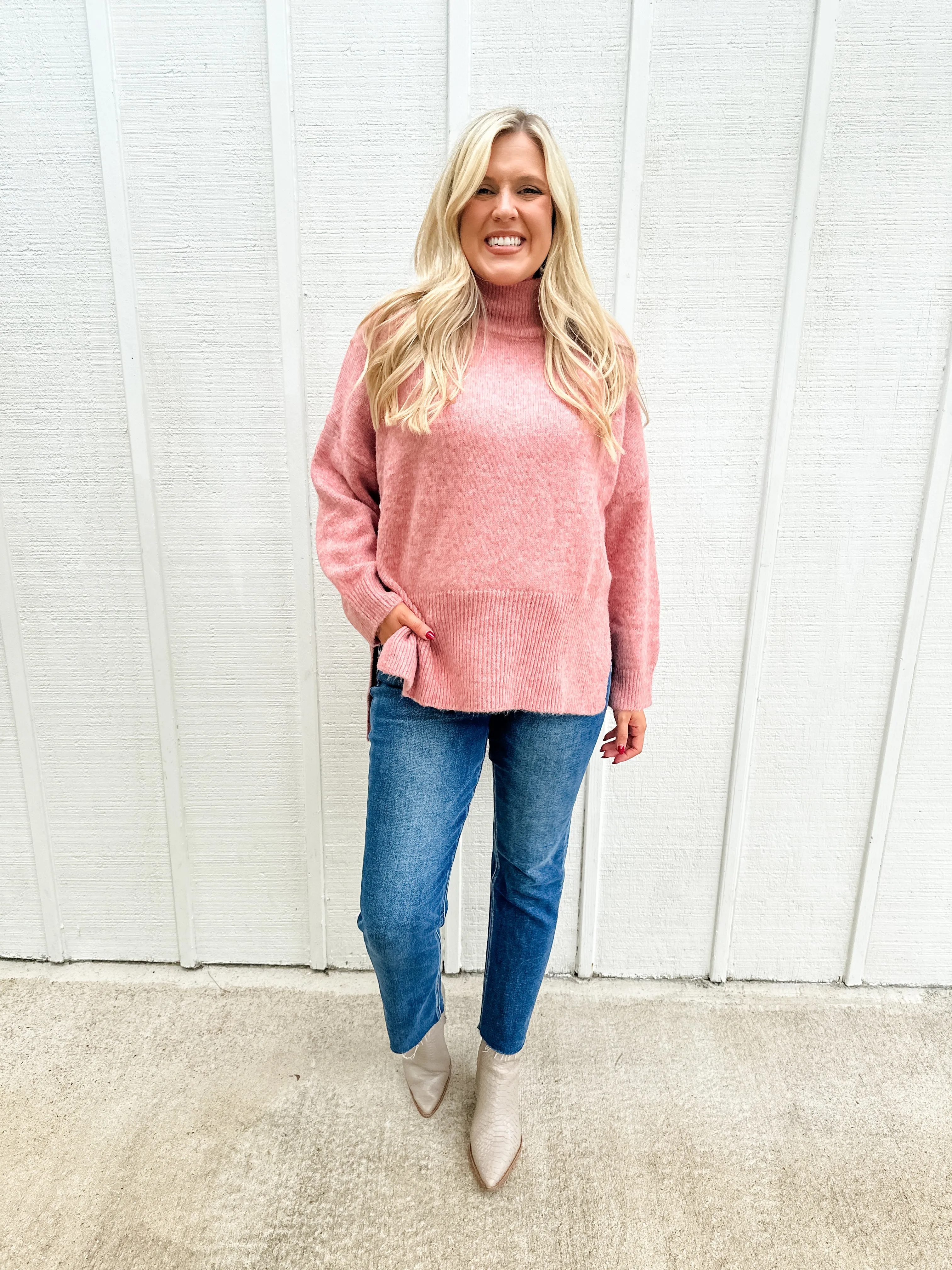 Mock Neck Tunic Sweater