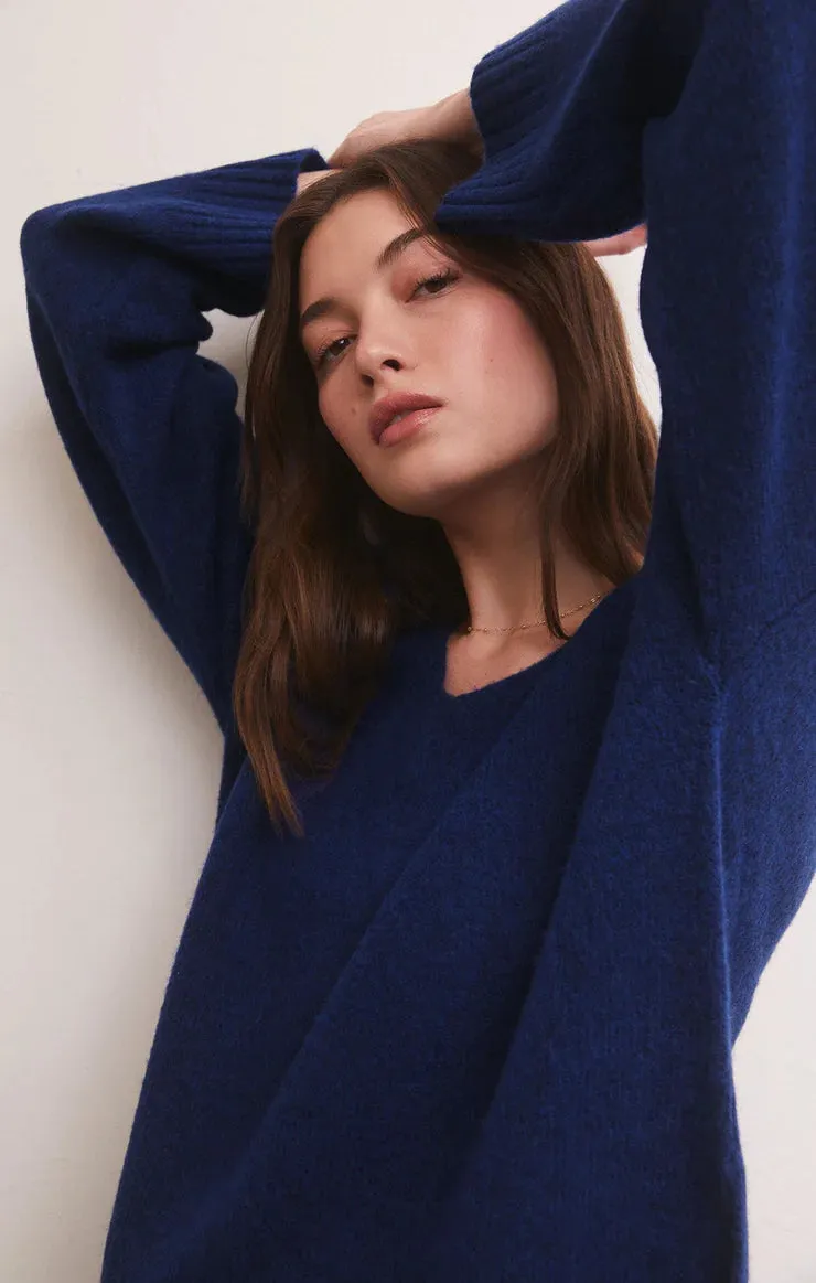 Modern V-Neck Sweater | Space Blue