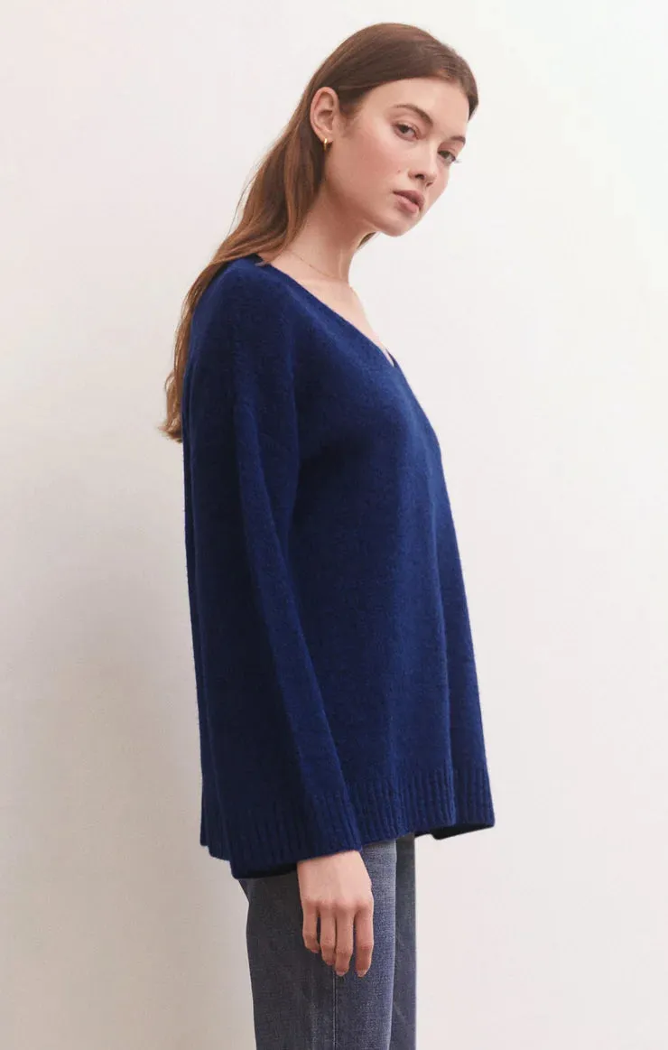 Modern V-Neck Sweater | Space Blue