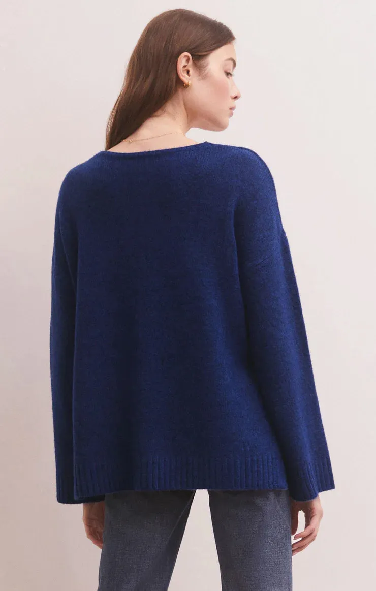 Modern V-Neck Sweater | Space Blue