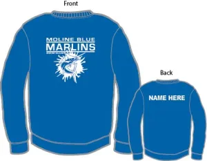 Moline Blue Marlins - Team Crewneck Sweatshirt - Youth