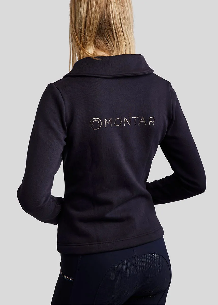 MoNaja Rosegold with Crystals Logo - Navy