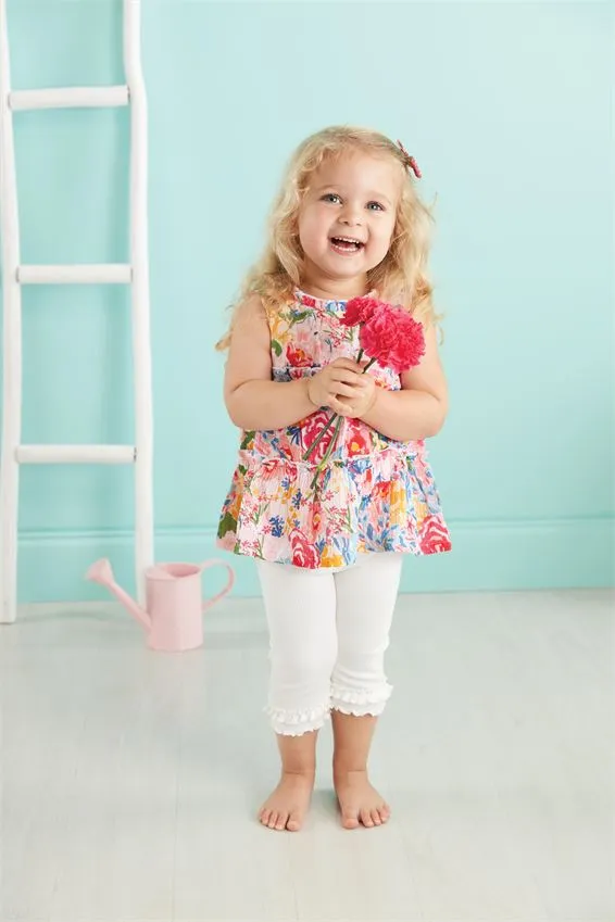 Mud Pie Tiered Floral Tunic & Capri Set