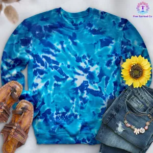Multi Blue Hand-Dyed Crewneck