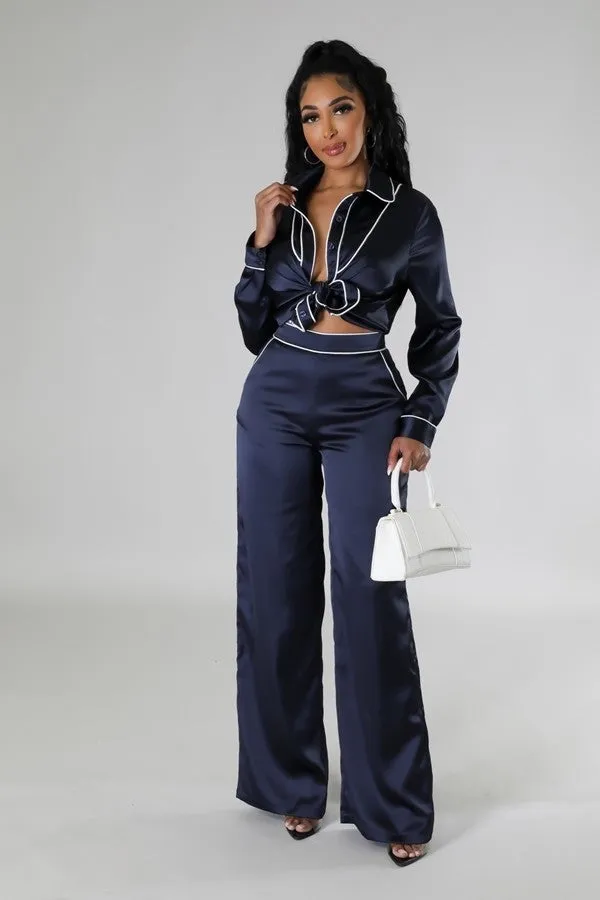 My Way Navy Tunic Top Two Piece Set