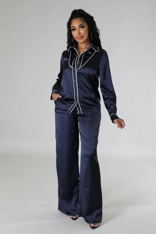 My Way Navy Tunic Top Two Piece Set