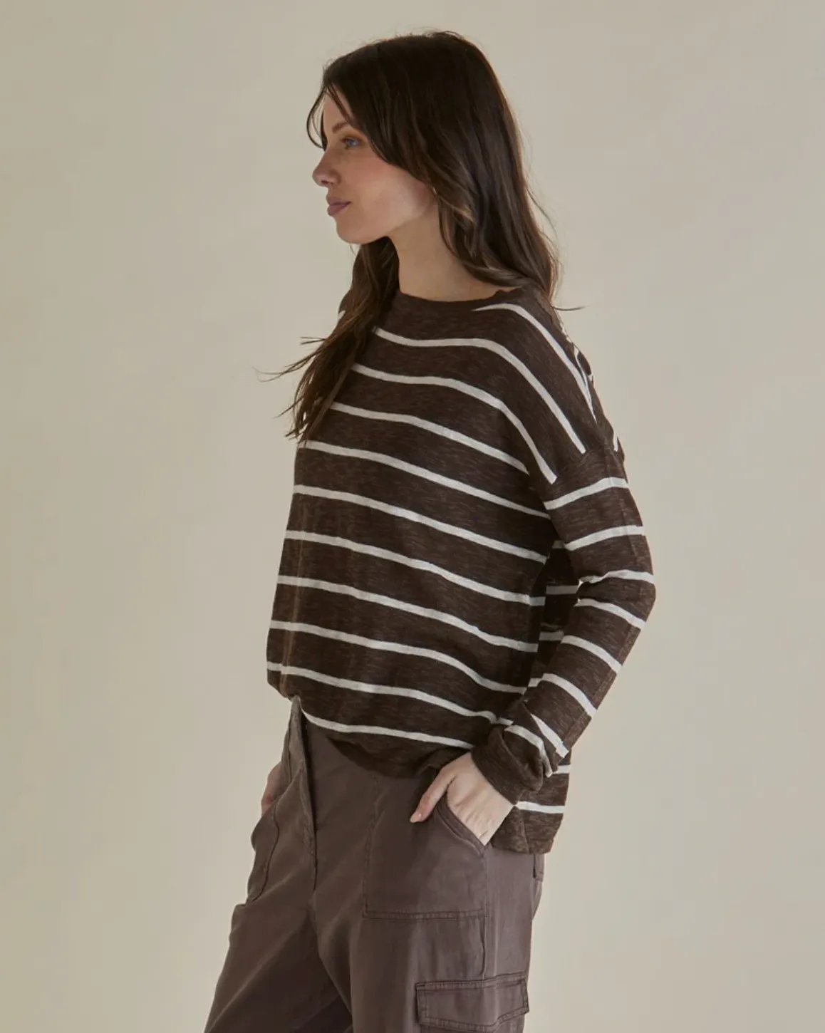 Natasha Knit Top - Brown Stripe