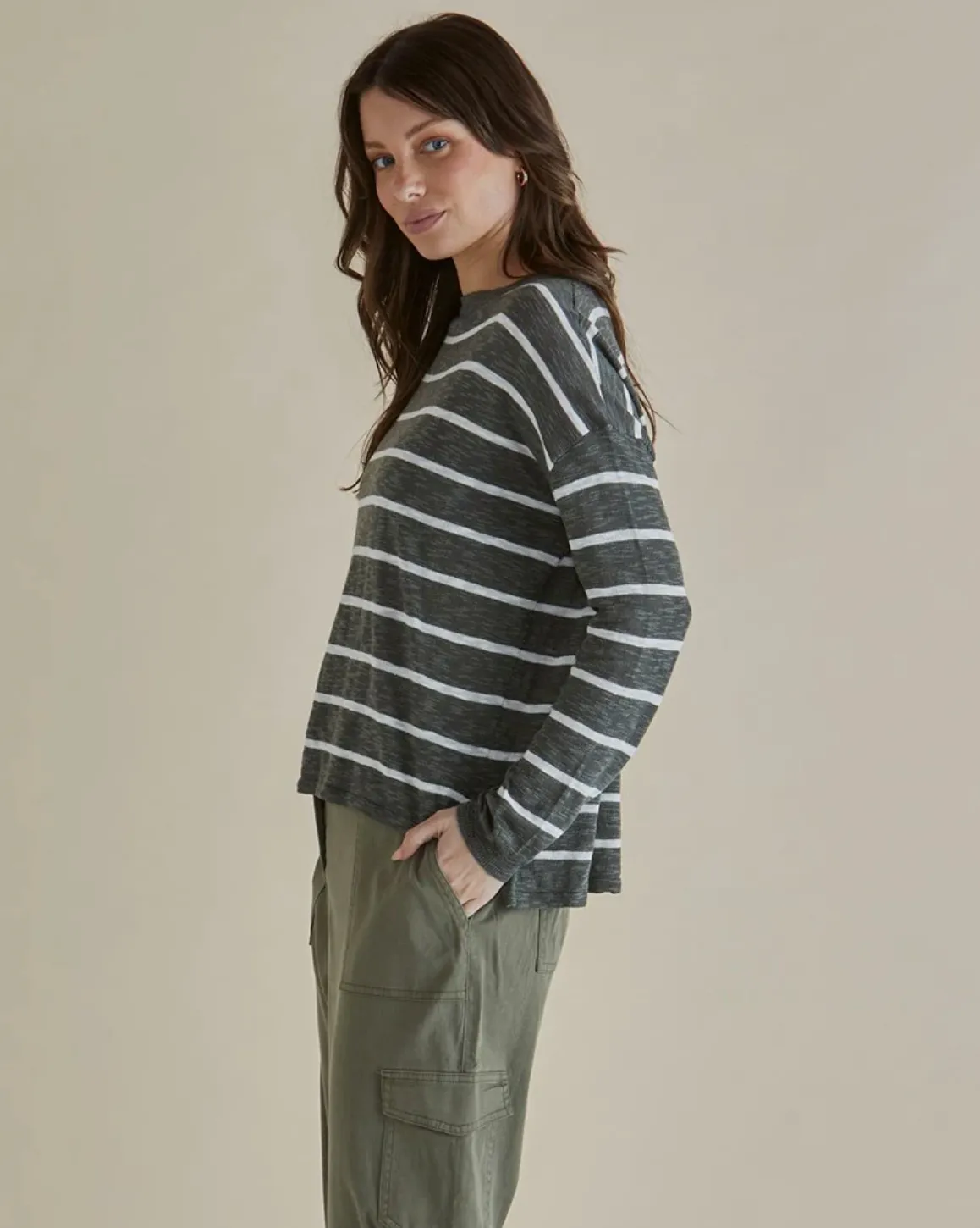 Natasha Knit Top - Green Stripe