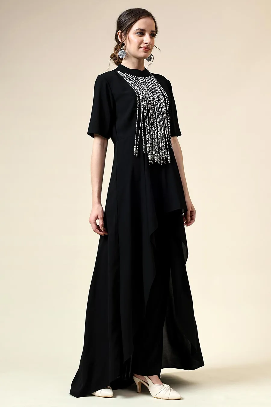Noir Metallic Fringe Co-Ord Set