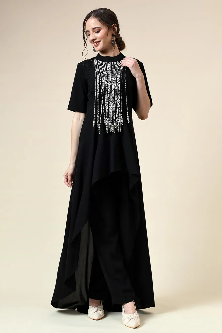 Noir Metallic Fringe Co-Ord Set