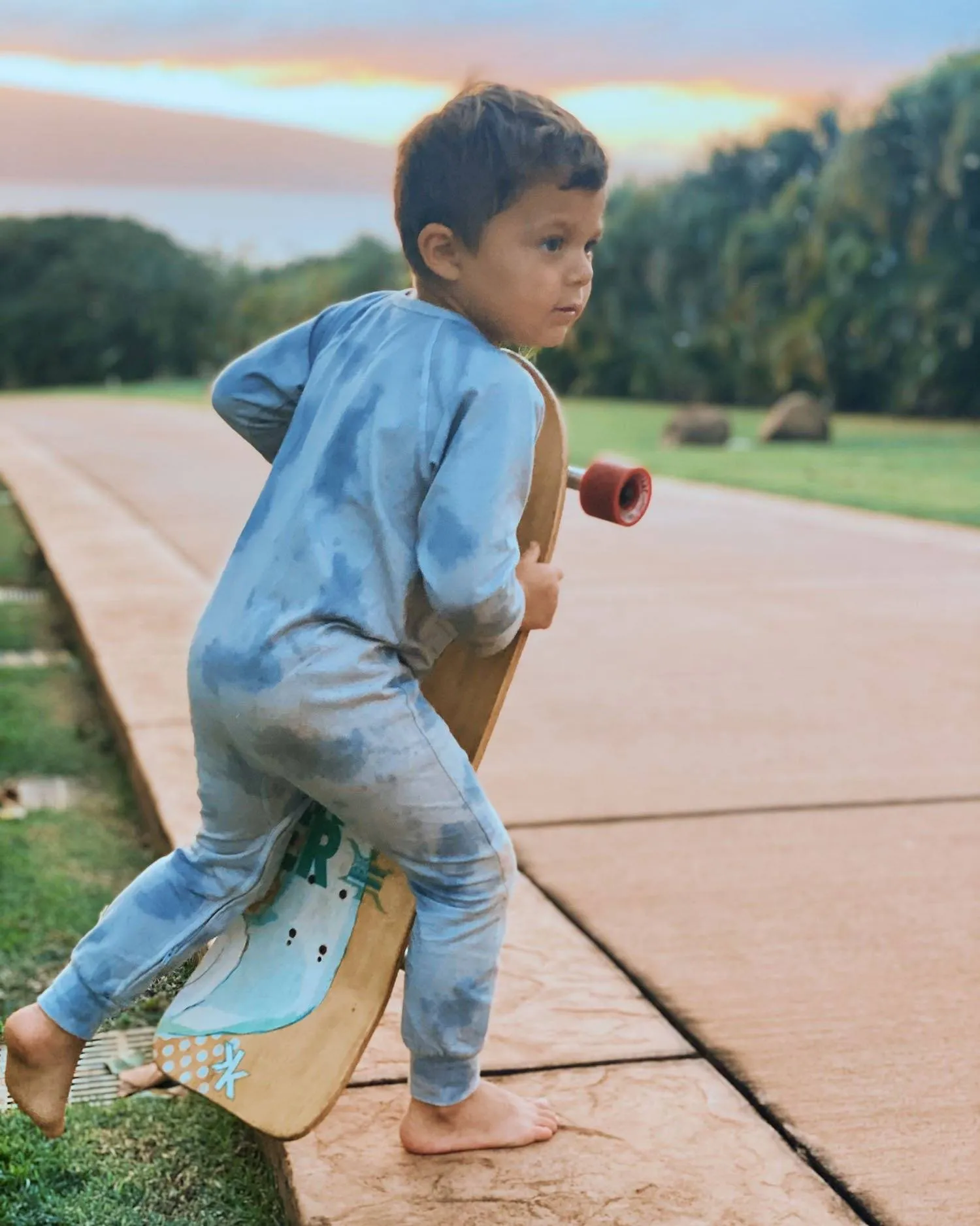 Organic Non-footed Jumpsuit | Ocean Mist