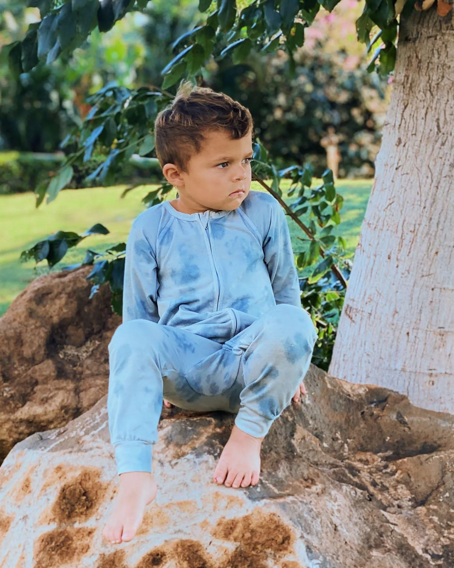 Organic Non-footed Jumpsuit | Ocean Mist