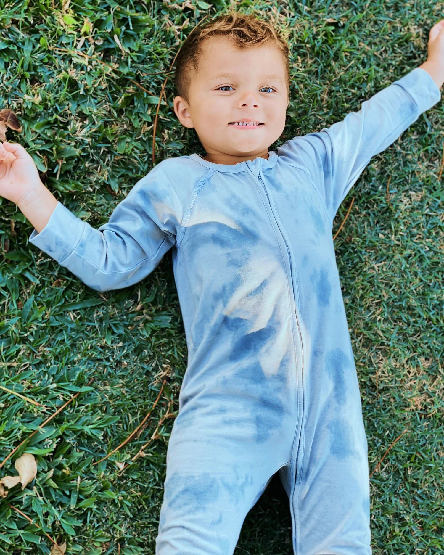 Organic Non-footed Jumpsuit | Ocean Mist
