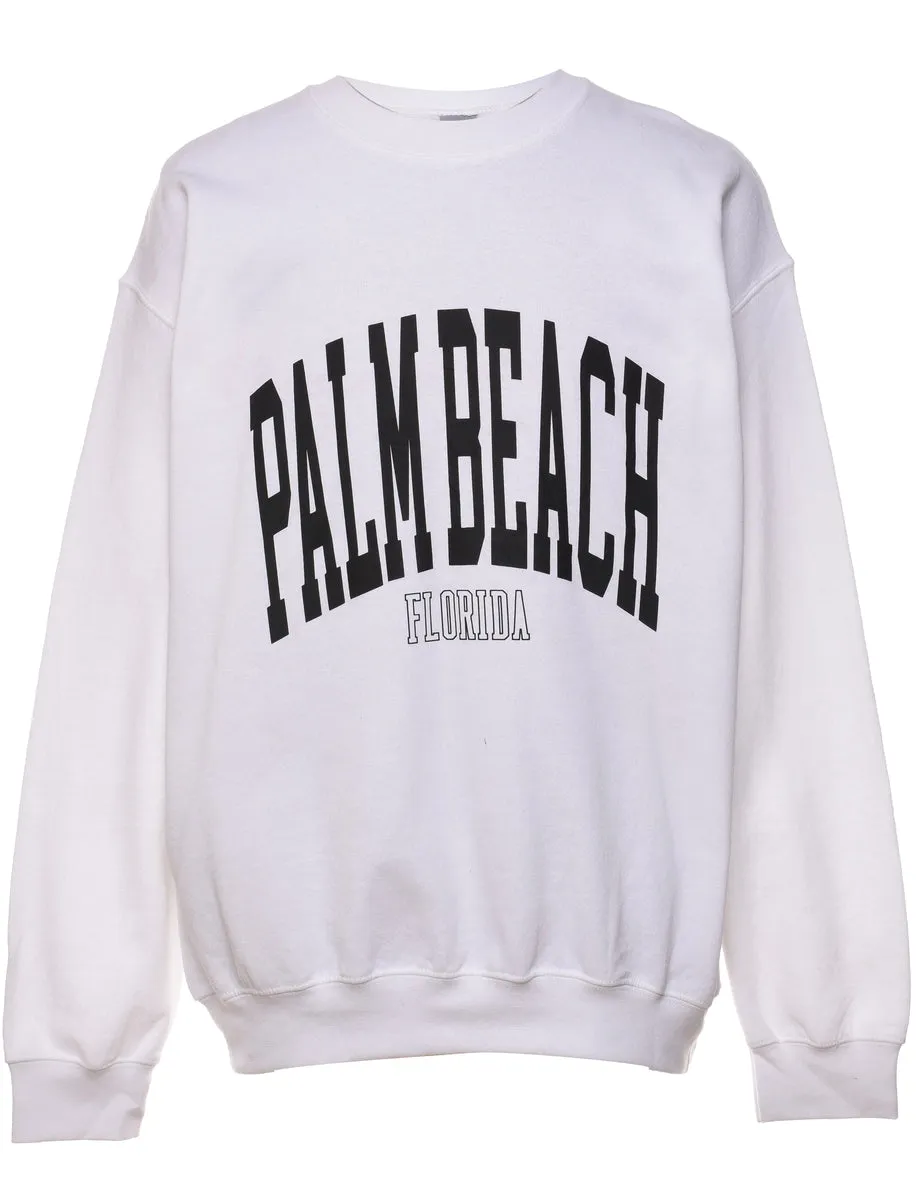 Palm Beach White & Black Round-Neck Sweatshirt - M