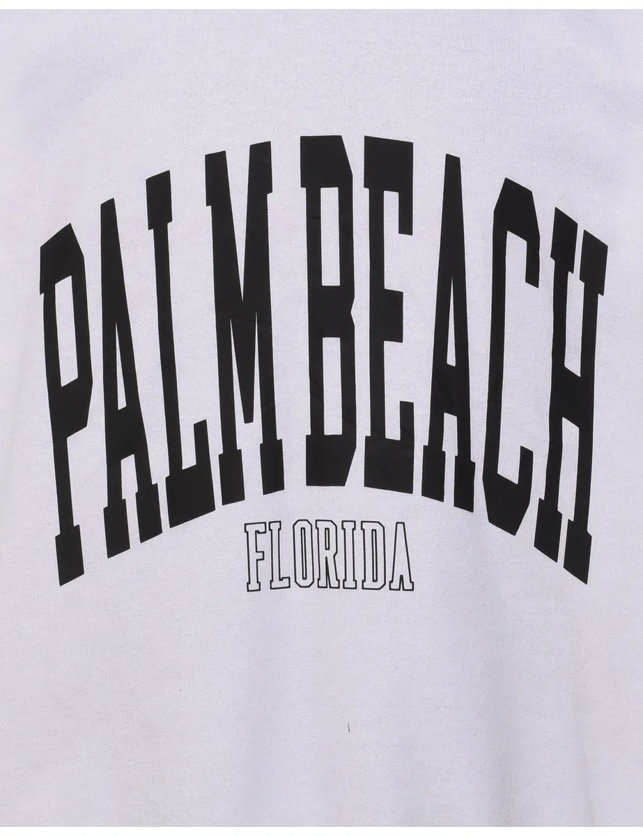 Palm Beach White & Black Round-Neck Sweatshirt - M