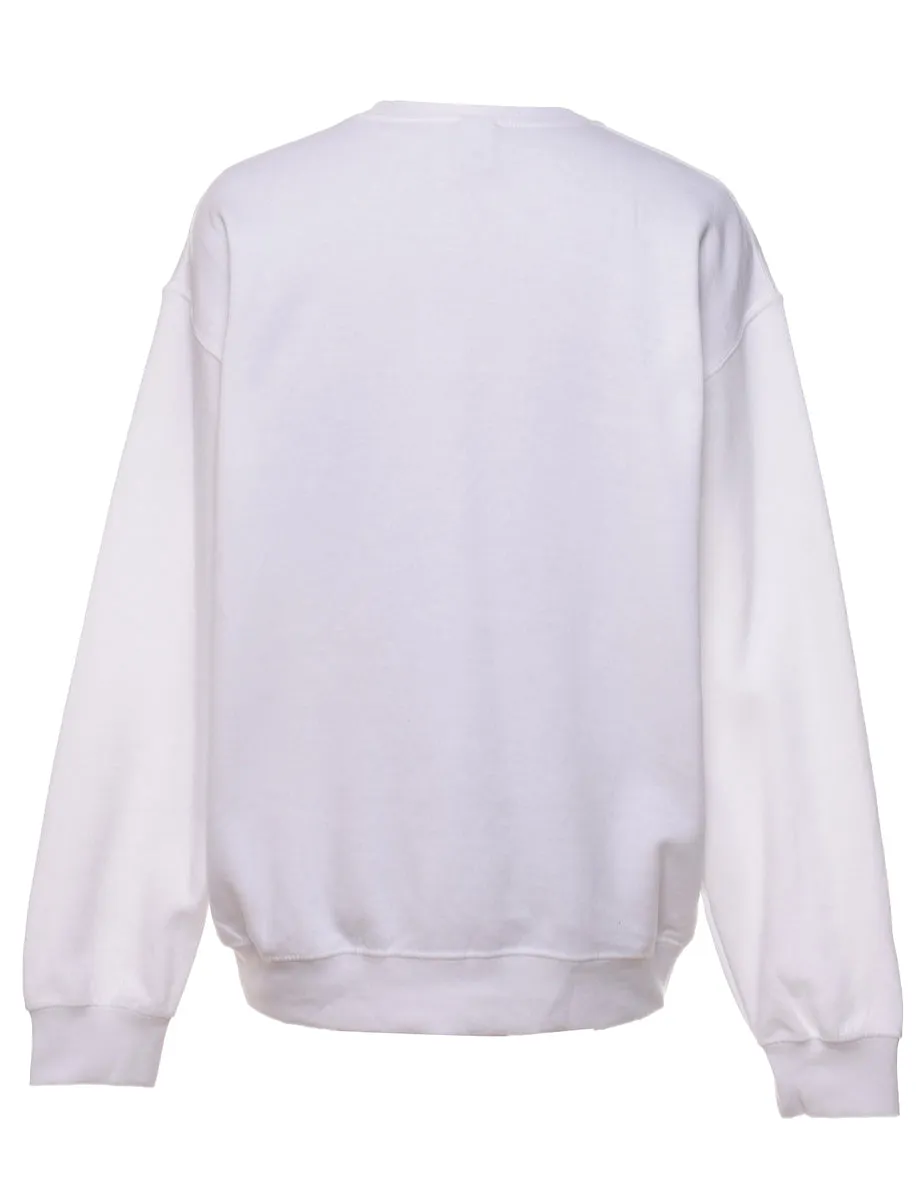 Palm Beach White & Black Round-Neck Sweatshirt - M