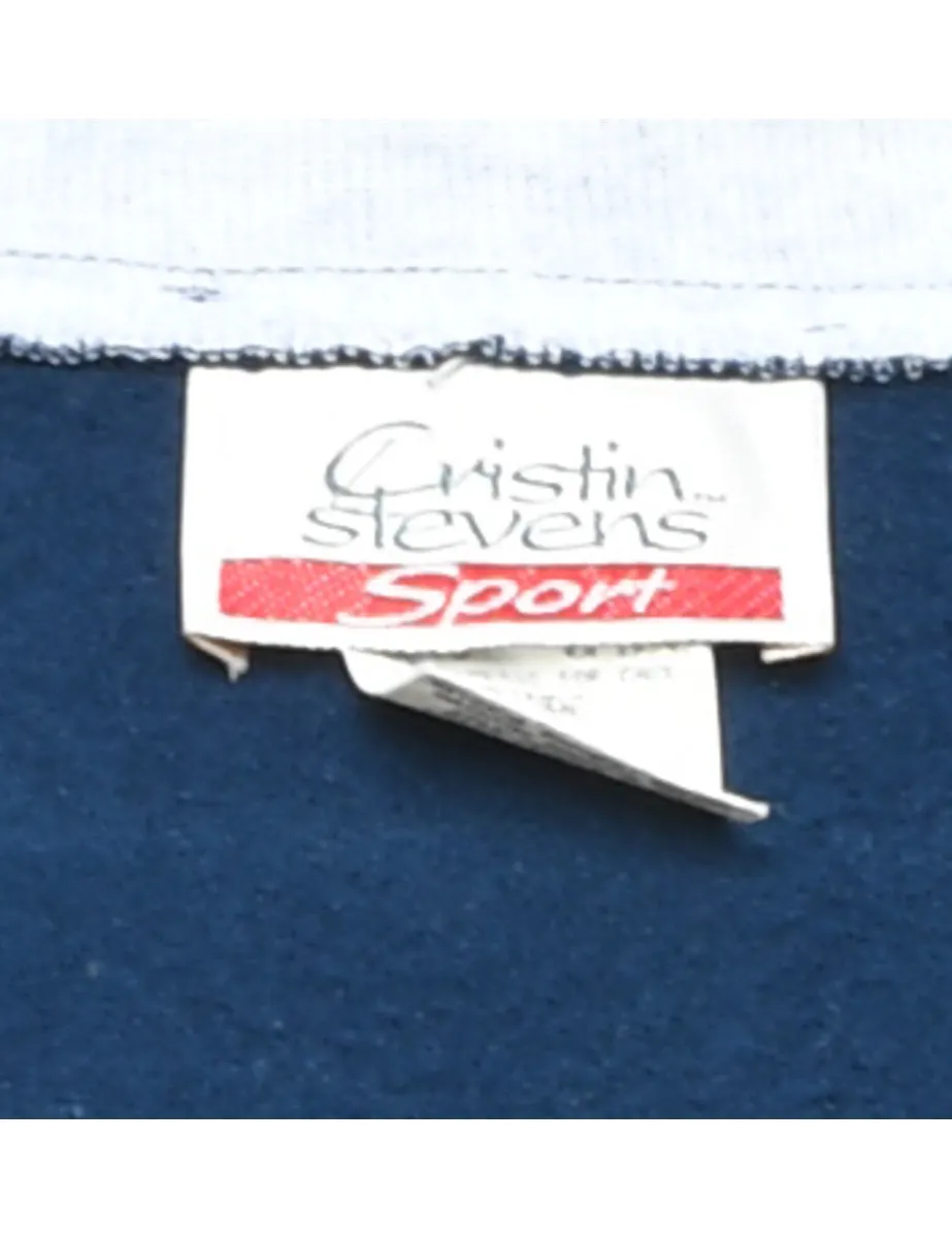 Patchwork NYA Varsity Printed Navy & Green Sweatshirt - L