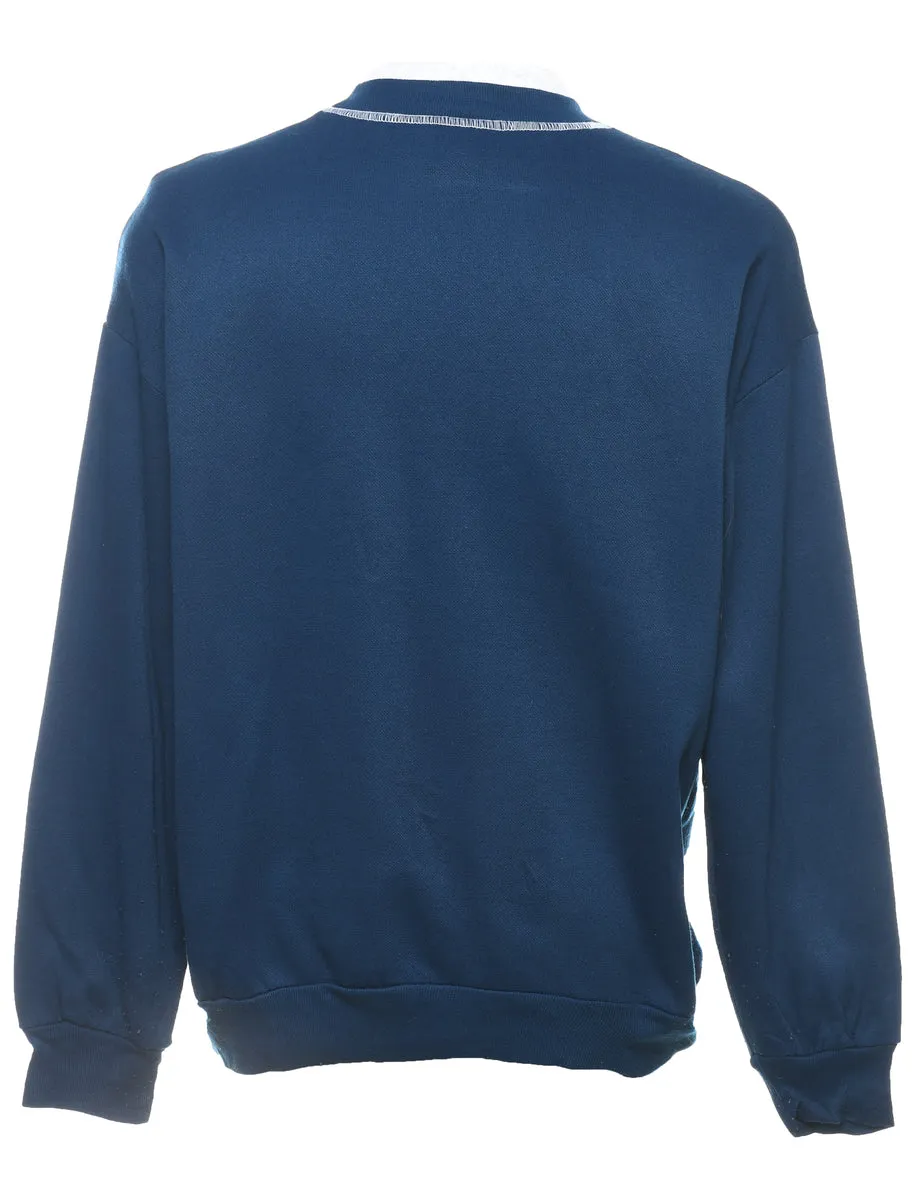 Patchwork NYA Varsity Printed Navy & Green Sweatshirt - L