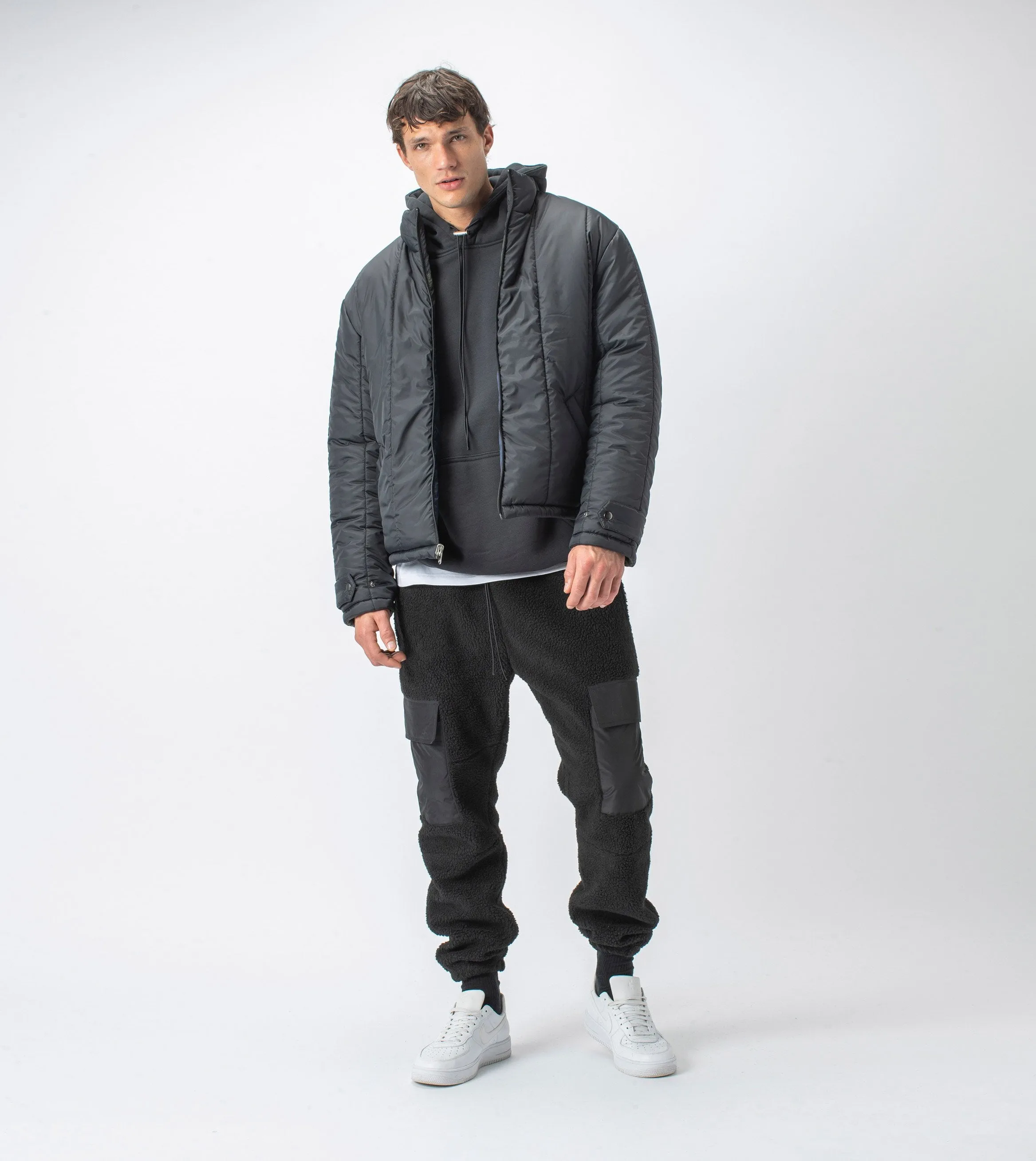 Patchwork Reversible Puffer Jacket Dk Army/Ink