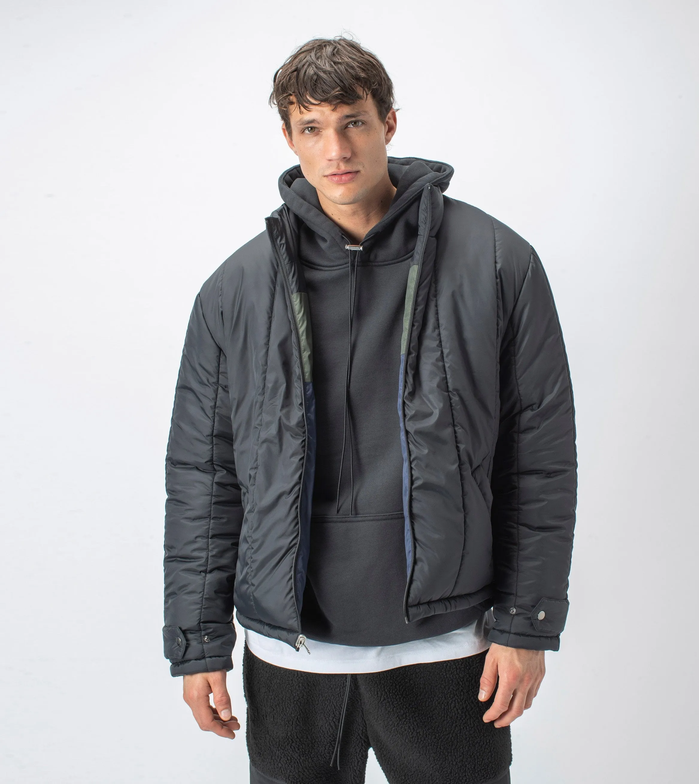 Patchwork Reversible Puffer Jacket Dk Army/Ink