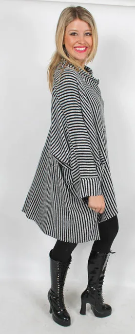 Periwinkle Boucle Double Weave  Dairi Fashions Nobi Pocket Tunic Top Cowl Plus  Boho Sml-7x