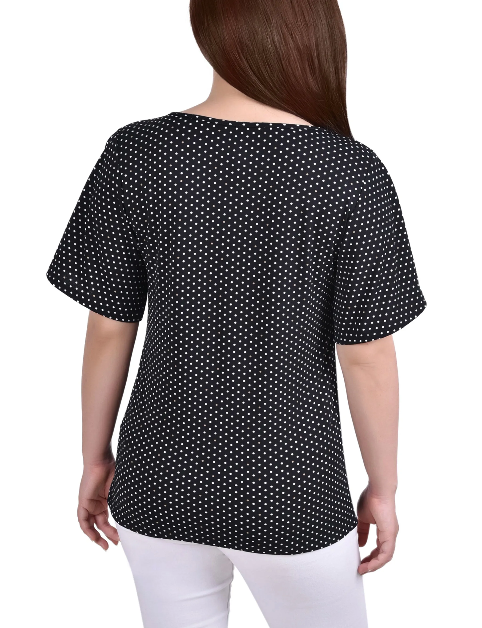 Petite Mesh Flutter Sleeve Knit Top