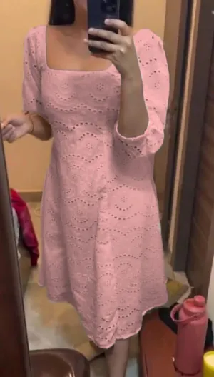 Pink Chikankari Pakistani Royal Hakuba Designer Ready to Wear One Piece Tunic Dress