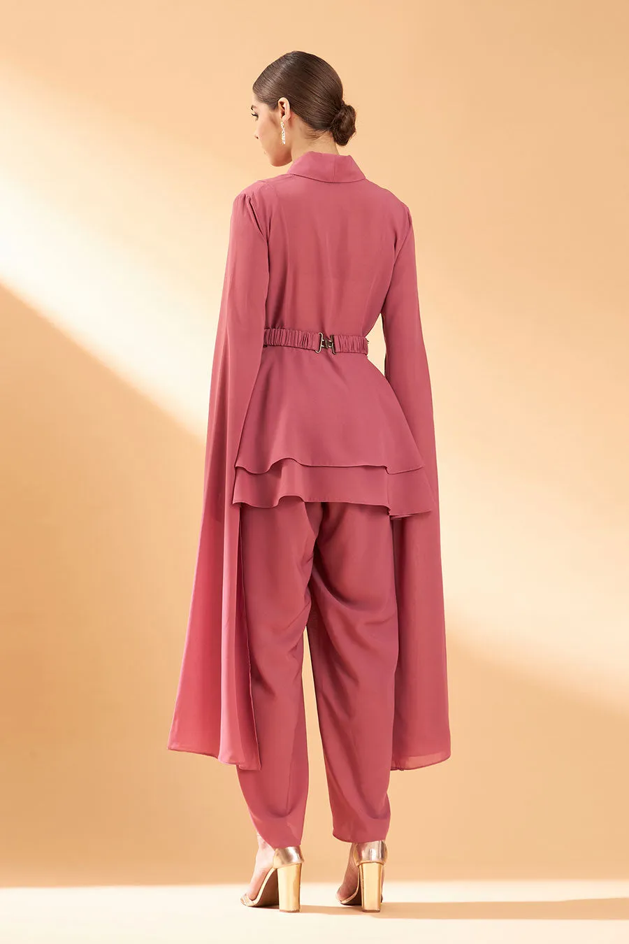 Pink Floral Co-Ord Set With Belt