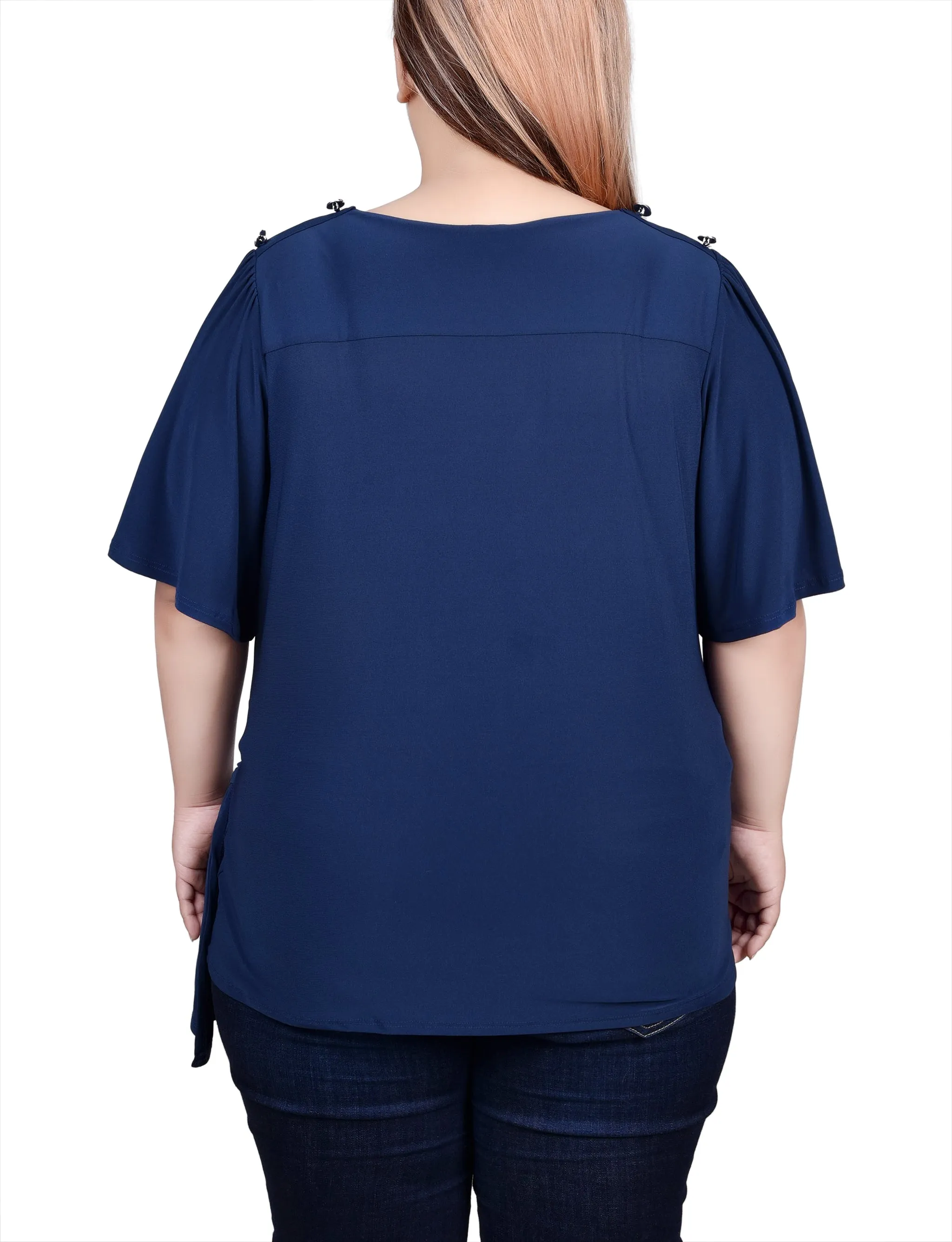 Plus Size Short Sleeve Wrap Top