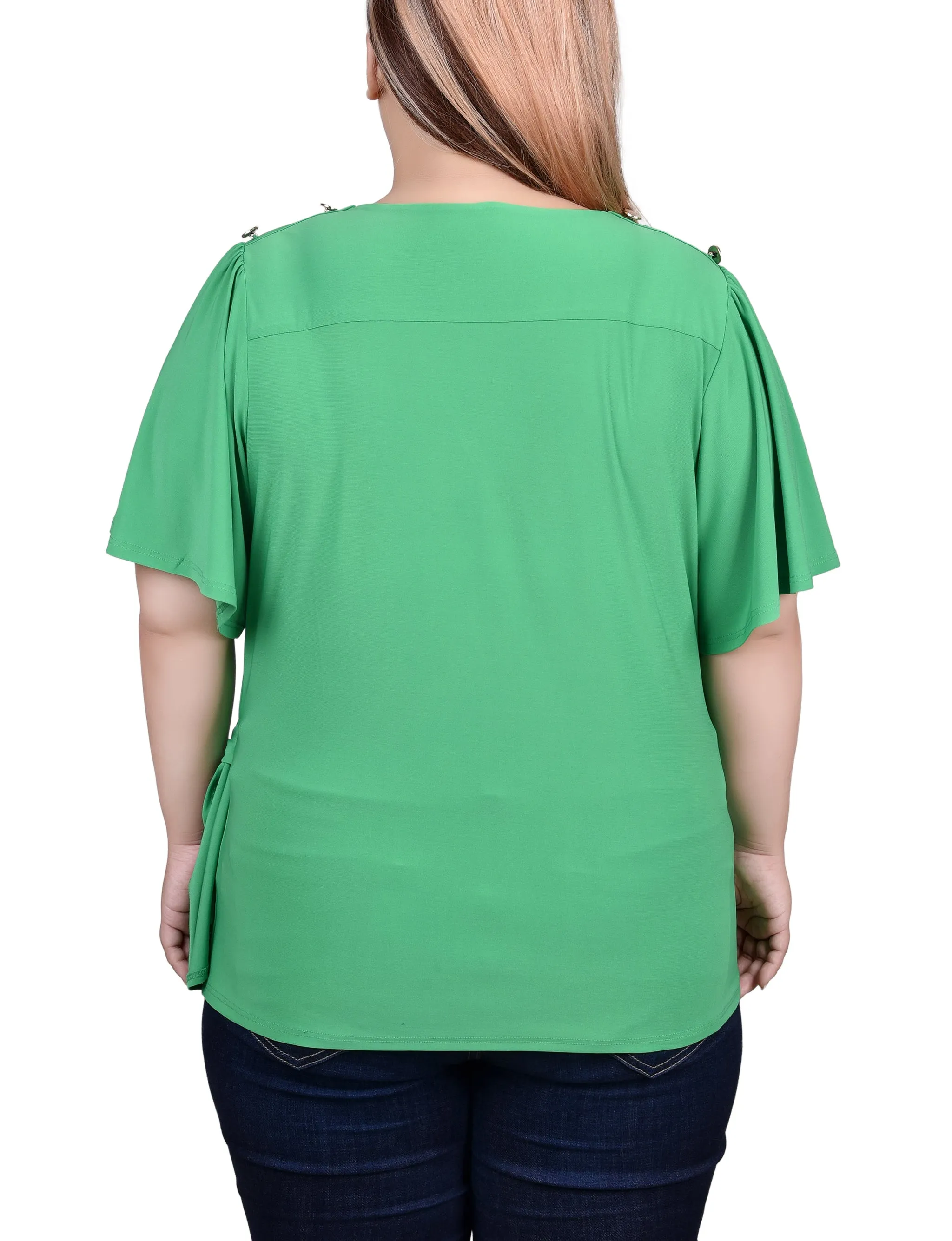 Plus Size Short Sleeve Wrap Top