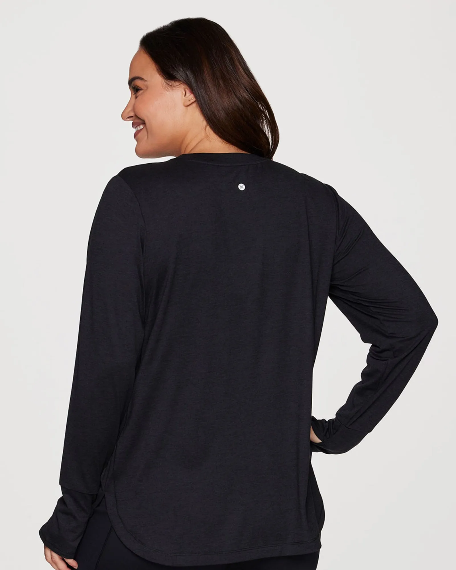 Plus Studio Practice Long Sleeve Tunic Tee | Black Heather