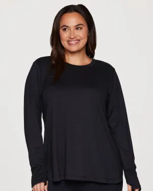 Plus Studio Practice Long Sleeve Tunic Tee | Black Heather